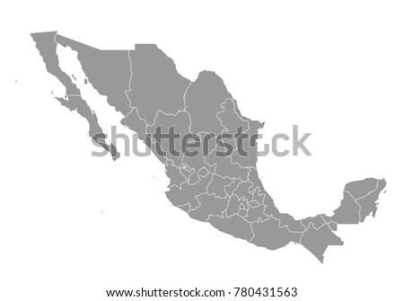mexico map. High detailed map of mexico on white background. Vector illustration eps 10.