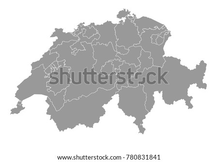 switzerland map. High detailed map of switzerland on white background. Vector illustration eps 10.