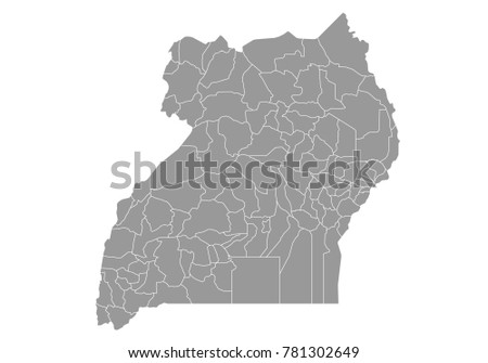 uganda map. High detailed map of uganda on white background. Vector illustration eps 10.