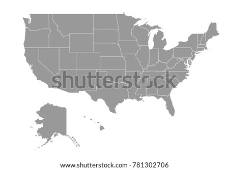United state of american map. High detailed map of United state of american on white background. Vector illustration eps 10.