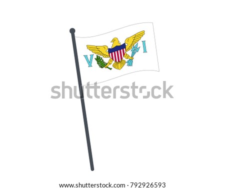 U.S. Virgin Islands flag. The national flag of U.S. Virgin Islands on a pole. The waving flag. The sign and symbol of the country. Realistic vector on white.