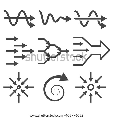 Simplify icon set. From complex to simple - arrow diagrams.Simplify icons for infographics. Simplification process visualization.