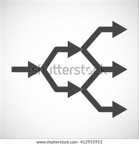 Separation icon with arrows explanation. Complication, forking, branching. Diversification process in business. Split from single to many. From simple to complex arrow diagrams.