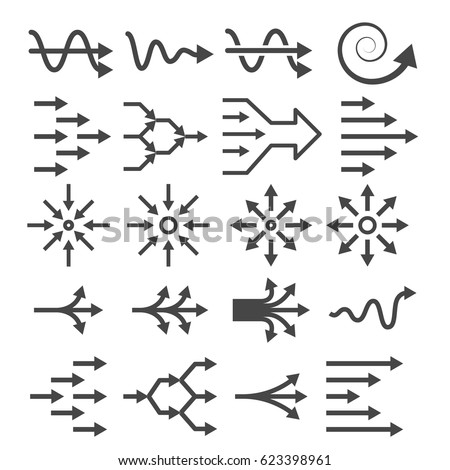 Transition icon set. From complex to simple and back. Arrow diagrams for transformation process. Isolated vector illustration.