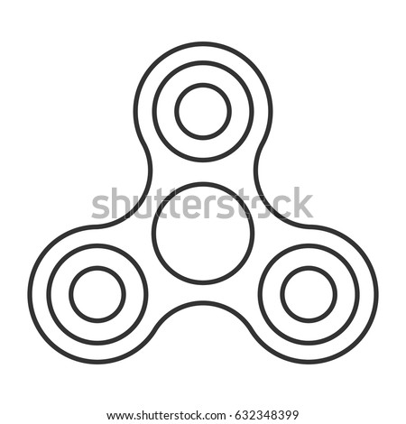 Fidget spinner icon - toy for stress relief and improvement of attention span. Drawn with outline thin lines. Isolatied vector illustration.