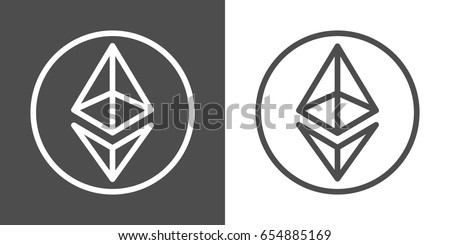 Ethereum line icons for internet money. Crypto currency symbols and coin images. Blockchain based secure cryptocurrency. For using in web projects or mobile applications. Isolated vector illustration.