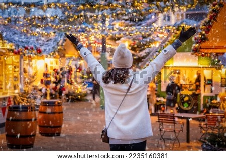 Similar – Foto Bild Frau auf Weihnachtsmarkt