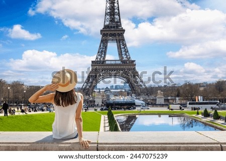 Similar – Image, Stock Photo Eiffel tower view at sunrise at the Bir-Hakeim bridge, Paris. France