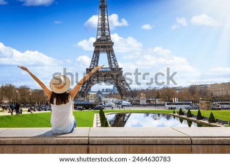 Similar – Image, Stock Photo Eiffel tower view at sunrise at the Bir-Hakeim bridge, Paris. France