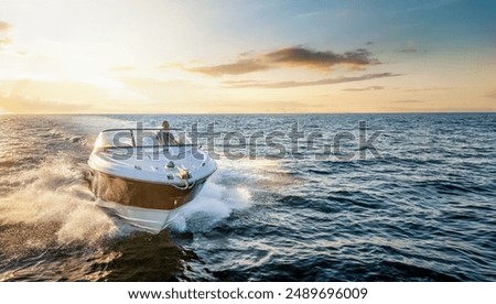 Image, Stock Photo from a boat  in  beautiful panorama coastline sea and rock