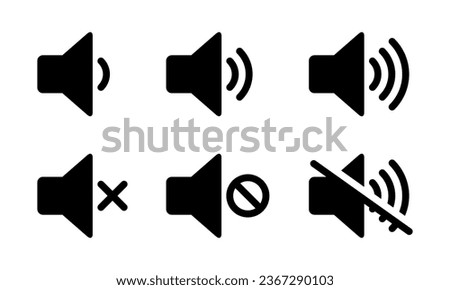 Mute speaker, sound off icon vector set collection. Volume, audio sign symbol