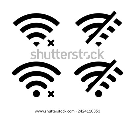 Set of disconnect wifi icon vector. Lost wireless connection sign. No signal symbol