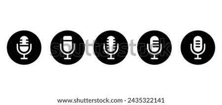 Set of podcast, microphone logo icon vector. Mic, voice recorder concept