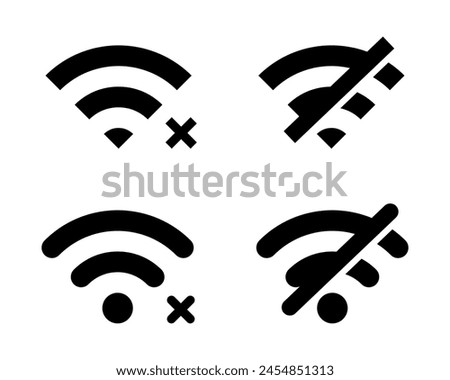 Disconnect wifi icon set. Lost wireless fidelity connection sign symbol