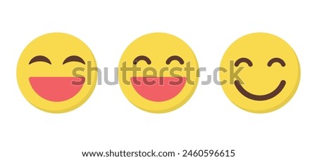 Laugh and smile emoji icon in flat style. Laughing and smiling emoticon concept