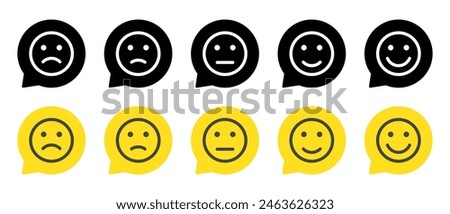 Customer feedback emoticon icon on speech bubbles