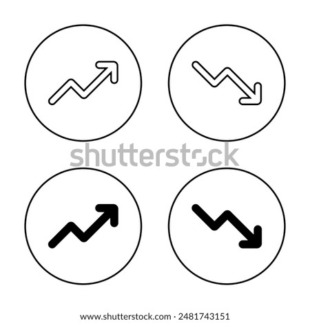 Up and down arrow icon on circle line. Increase and decrease sign symbol