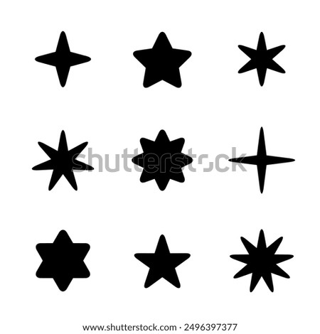 Star icon set collection in rounded edges. Stars sign symbol