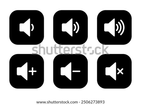 Speaker volume icon set collection on black square