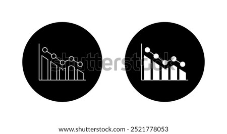 Decrease graph icon in generic style. Statistic concept