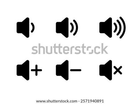 Audio volume level icon set collection. Sound speaker sign symbol