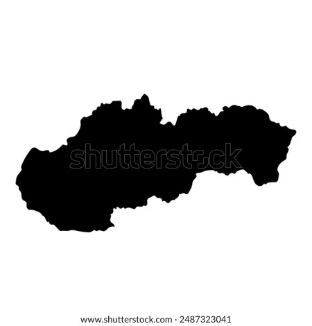 Hand drawn black map of Slovakia. Silhouette, Europe geography. Vector isolated on white background	