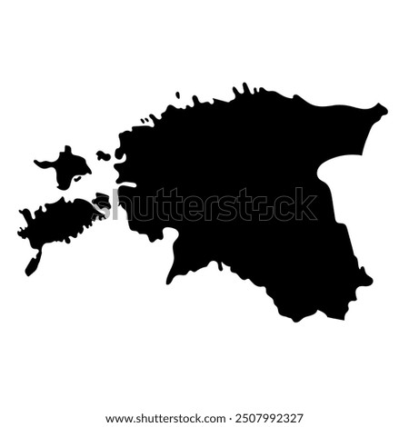 Hand drawn black map of Estonia. Silhouette, Europe geography. Vector isolated on white background