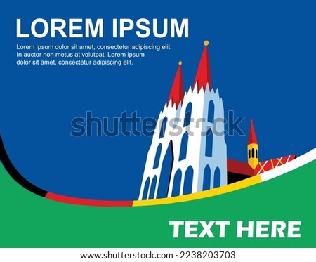 Koln Köln cologne cathedral design Stadium FC pop art icon city modern vector colour symbol logo icon template poster banner template isolated blue background