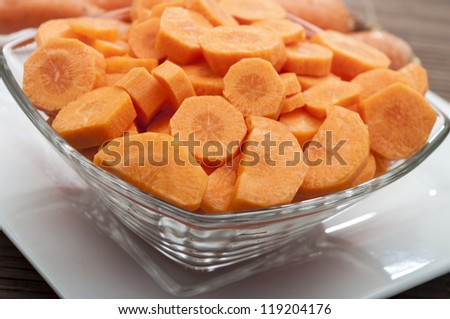 cut carrot in bowl