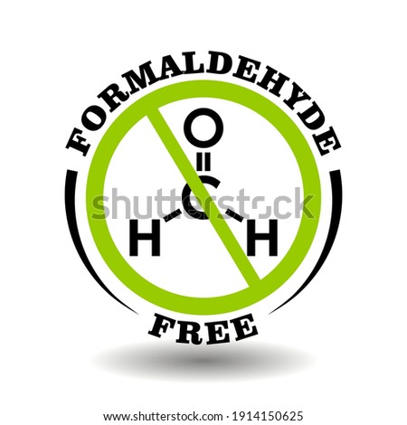 Prohibited vector stamp Formaldehyde  free for bio packaging label. Round sign No formaldegid in healthy products logo, bio chemicals icon, organic cosmetics pictogram, natural medical farmacy marking
