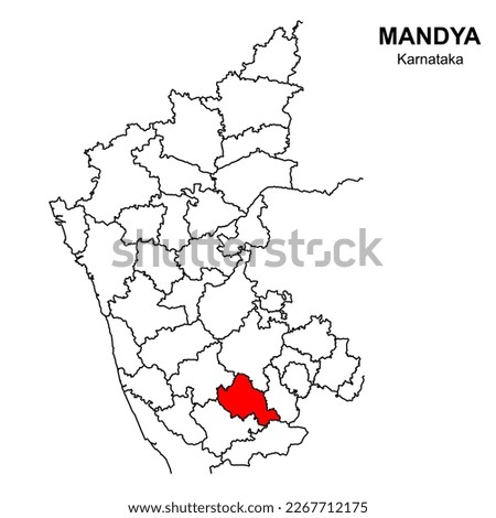 Mandya district high lighted in Karnataka map.