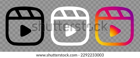 Instagram reels logo icon outline button isolated on transparent background.