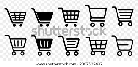 Shopping cart icon collection isolated on transparent background