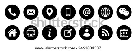 Latest contact us icons set. Email, chat, Fax, Phone, calendar, info, Address and wi-fi. HD vector icons  