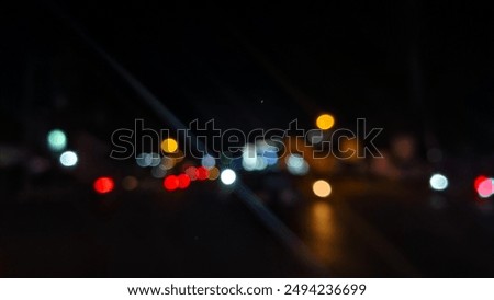 Similar – Image, Stock Photo Night street lights background in pastel colors on dark, large highlights and streaks