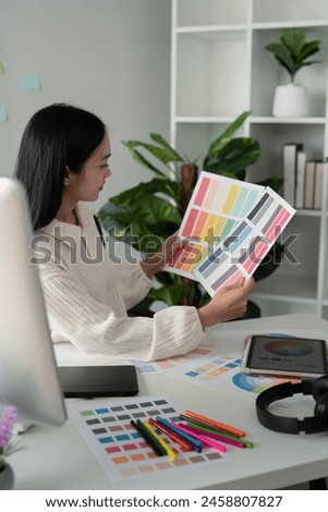 Similar – Image, Stock Photo Woman drawing on tablet at home