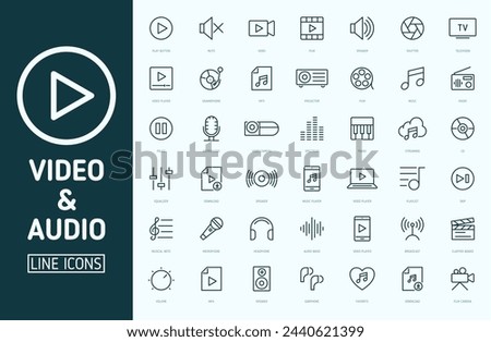 vector set of video and audio icons