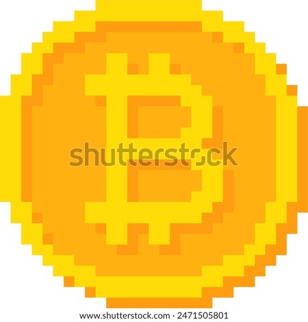 vector of a pixel style bitcoin