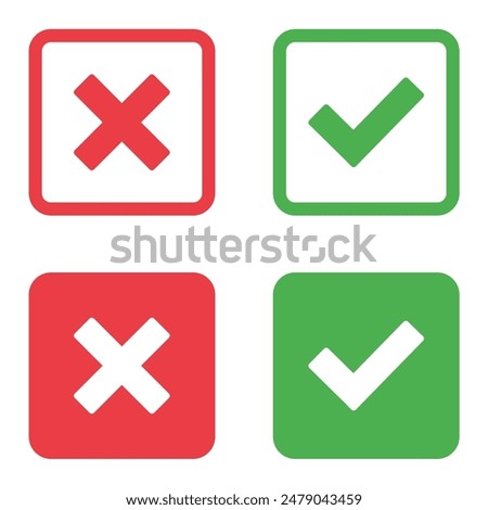 simple icon vector of tick and cross symbol. Yes, no, Correct, Wrong