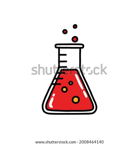 erlenmeyer flask doodle icon, vector illustration