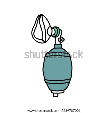 bag valve mask doodle icon, vector illustration