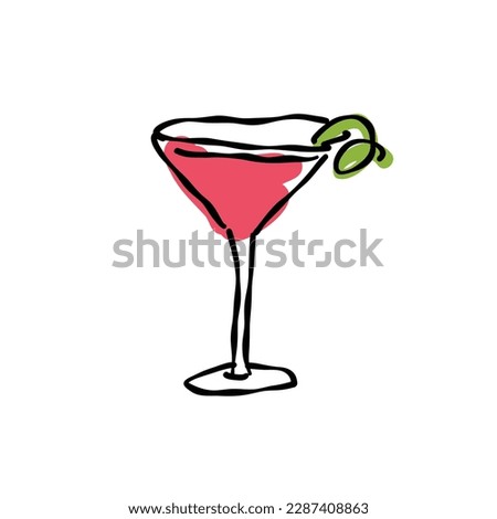 cosmopolitan cocktail doodle icon, vector illustration