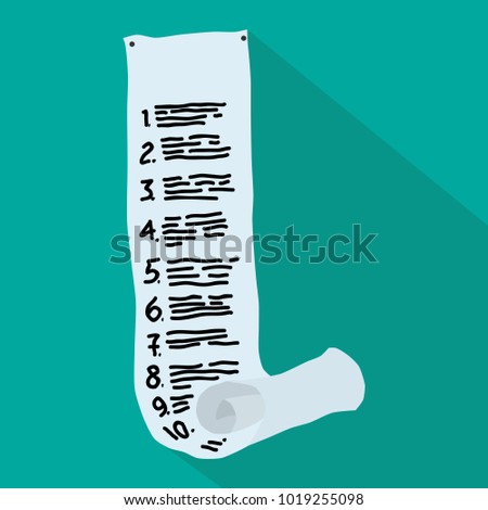 long list or scroll of tasks. or questionnaire. Illustration, vector, flat