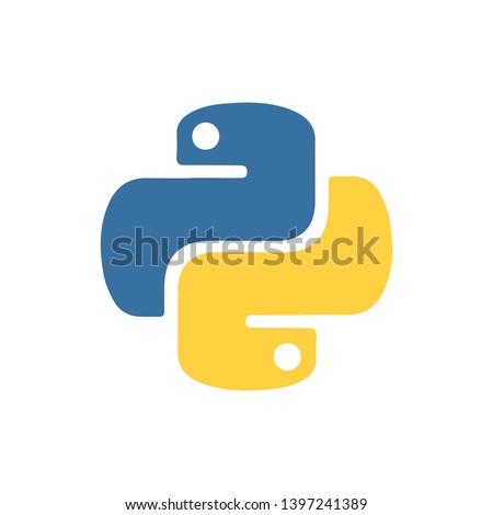 Vector illustration of an icon of the Python programming language. Logo in the form of two snakes. Flat icon on white background