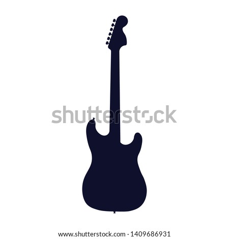 Guitar icon, silhouette, logo on white background