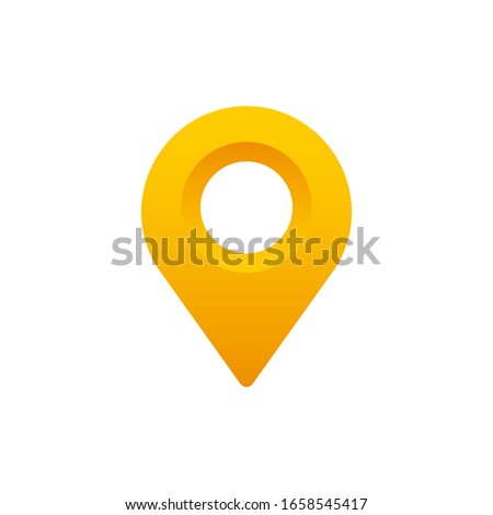 Yellow map pin place location icon. Vector illustration, modern flat design for your location pin.