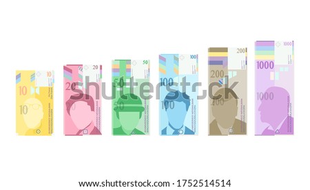 Swiss Franc banknotes. Flat Swiss Franc for paper money. Business concept. Vector illustration.