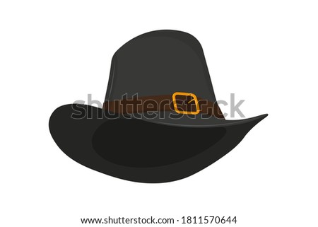 Pilgrim hat on Thanksgiving or capotain flat vector icon.