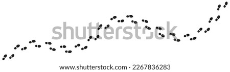 Human footprints tracking path on white background.