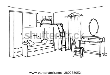 Kids Bedroom Drawing royalty-free children's, kids room graphical sketch… #273839999 Kids Bedroom Drawing royalty-free children's, kids room graphical sketch… #273839999
